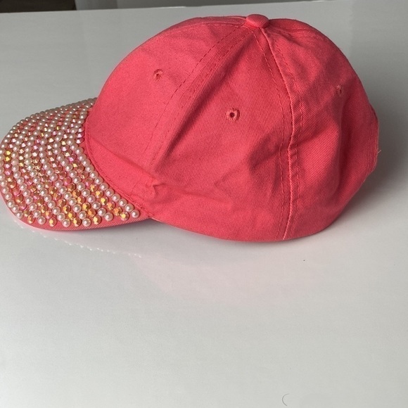 RHINESTONE & Pearl Visor Sparkly Baseball Cap Bling Glitter Adjustable Snap Back - Picture 3 of 8